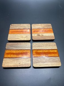 Handcrafted Personalized Wood and Resin <b>Coasters</b>, <b>Set</b> of 4, Acacia Wood Epoxy, Drink <b>Coasters</b> - Product Image 6