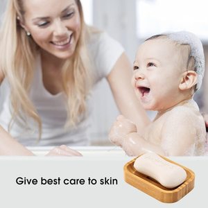 <b>Bamboo</b> Rectangle <b>Soap</b> <b>Dish</b> Minimalist Design Self Draining Eco Friendly Bathroom Accessory - Product Image 3