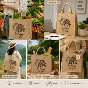Natural Jute Tote Bag Custom Printed Eco Friendly Reusable Shopping Grocery <b>Gift</b> Bag Promotional Tote Wholesale Supplier - Product Image 4