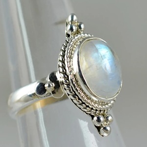Blue Fire Rainbow Moonstone <b>Ring</b> 925 Sterling <b>Silver</b> Handmade <b>Statement</b> Promise <b>Ring</b> for Women Boho Oval June Birthstone Jewelry - Product Image 5