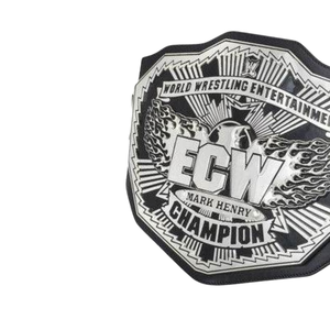 Ceinture de champion ECW Mark Henry, sangle noire avec plaque argentée, ceintures de championnat de lutte de haute qualité - Product Image 3