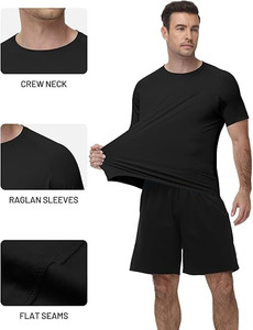 Men's <b>Black</b> <b>Shirt</b> Short Sleeve Quick Dry UV Swim Rash Guard for <b>Beach</b>, Fishing & Outdoor Sports - Product Image 3