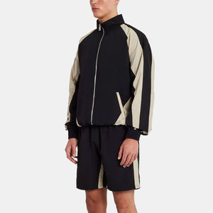 Ensemble de survêtement pour homme à blocs de couleur, manches longues, fermeture éclair, col montant, respirant, coupe régulière, style sportif, pour le printemps et les loisirs - Product Image 5