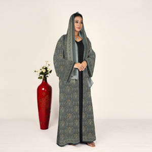 Abaya Holgada de Chifón con Hiyab a Juego, Manga Larga, Estilo Islámico Moderno para Eid, Atuendo Contemporáneo de Estilo Medio Oriente para Mujer - Product Image 2