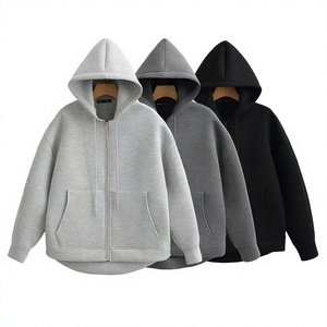 Mego Industry <b>Women's</b> Hooded <b>Zip</b>-Up <b>Sweatshirt</b> Breathable Fleece Cotton Blend Solid Color Casual Autumn Wear Regular Fit <b>Half</b> - Product Image 1