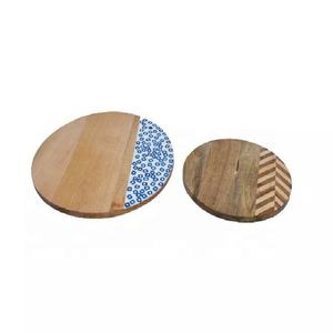 ถาดเสิร์ฟและจัดเก็บของทำจากไม้ธรรมชาติและกระดูกฝังลาย สำหรับใส่ช็อกโกแลต อินทผลัม คุณภาพเยี่ยม จานเสิร์ฟทรงกลม ของตกแต่งโต๊ะอาหาร สำหรับบ้านและร้านกาแฟ - Product Image 5