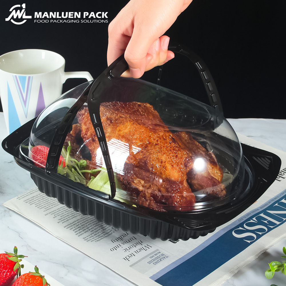 150 Scatole Per Pollo: Fondo Nero E Coperchio Trasparente, Riciclabili E Resistenti Dal Freezer Al Microonde