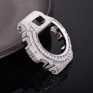 Accessoires de montre personnalisés : Boîtier en moissanite, Lunette en laiton massif entièrement sertie de diamants, compatible testeur de diamant, Lunette dorée pour montre entièrement sertie de diamants - Product Image 2