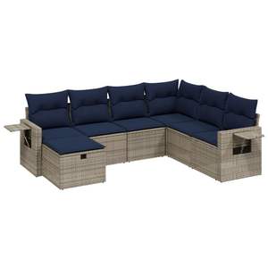 Juego de sofás de patio de ratán sintético gris de 7 piezas con cojines, muebles duraderos para exteriores - Product Image 2