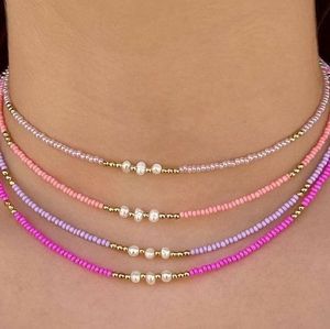 Collar de cuentas multicolor en capas con dije de arcilla polimérica de manzana, gargantilla de verano para mujer, joyería casual para la playa, cadena para el cuello - Product Image 2