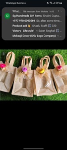 Handcrafted Eco-Friendly Jute Favor Bags with Transparent <b>Windows</b> and Floral Accents Exquisite Handcrafted Jute Favor Bags - Product Image 2