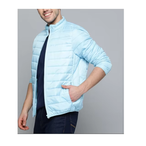 <b>Light</b> Blue Navy Custom Lightweight Puffer <b>Jacket</b> Men Quilted Packable Winter Coat Stand Collar Zip Up OEM Factory Premium - Product Image 1