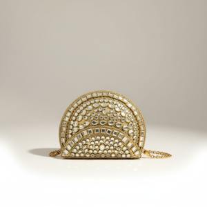 Kundan Brass <b>Mini</b> Clutch Gold - Product Image 4