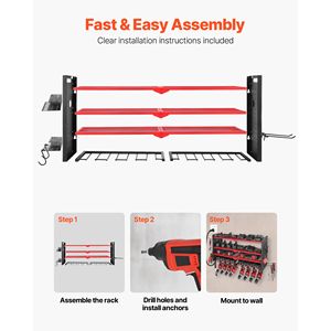 Organizzatore da Parete a 4 Livelli per Utensili Elettrici con 8 Supporti per Trapani e Portautensili - Product Image 6