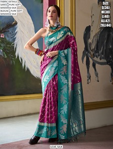 Sari traditionnel en soie à imprimé floral Mehira pour mariage et Diwali - Product Image 2