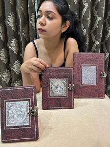 Nuevos diarios de bloqueo de cierre de cuero con herramientas manuales reales con diario de viaje de bloqueo de cuero Vintage tradicional bohemio medio plateado antiguo - Product Image 5