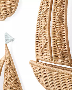 Handmade Woven Sailboat Wall <b>Art</b> - <b>Set</b> of 3 Natural Fiber Boat Ornaments for Coastal Home Decor - Product Image 6