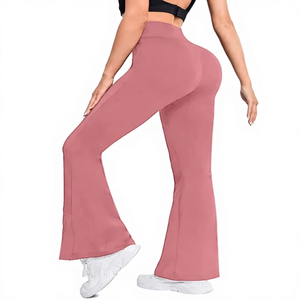 Whiteaura International Custom Mid Elastic Waist Skinny Fleece <b>Flare</b> Yoga Pants Breathable Stretchy <b>Leggings</b> Patchwork Flat - Product Image 1