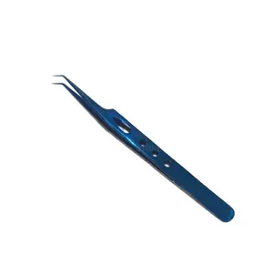 Pinzette per ciglia professionali all'ingrosso pinzette per Extension ciglia blu al Plasma in acciaio inossidabile con angolo di 45 gradi di alta qualità