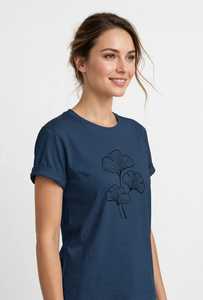 เสื้อยืดผู้หญิงฤดูร้อน สีกรมท่า ผ้าโพลีเอสเตอร์นุ่ม สวมใส่สบาย แขนสั้น ระบายอากาศได้ดี คุณภาพสูง ปรับแต่งได้ คอกลม น้ำหนักเบา เหมือนผ้าไหม - Product Image 5