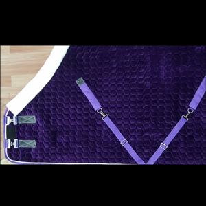 Couvertures pour chevaux en velours rembourrées, brillantes, luxueuses, confortables, durables, élégantes, imperméables, pour l'hiver, l'écurie, les concours, en coton, polaire et maille. - Product Image 4