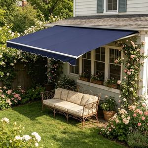 Tenda da Sole Retrattile con Telaio in Alluminio 4M Estensibile Protezione UV Tettoia Antipioggia con Funzione Antivento per Terrazze - Product Image 6