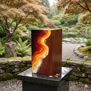 Handcrafted Rosewood Cremation Urn Resin Memorial <b>Box</b> Flame Pattern Adult <b>Ashes</b> Keepsake Container - Product Image 6