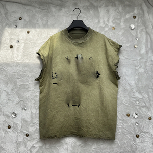 เสื้อยืดทรงบ็อกซี่แบบแพทช์เวิร์คเนื้อผ้าหนาพิเศษ |   เสื้อยืดสตรีทแวร์ผู้ชายผ้าฝ้าย 100% ล้างสีแบบวินเทจ แต่งขอบดิบ ลายนูน 3 มิติ สำหรับฤดูร้อน - Product Image 4
