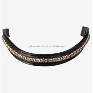 Best Quality Wholesale Supply handmade crystals rhinestones pearl decorative padded leather horse brow band for <b>bridle</b> - Product Image 1
