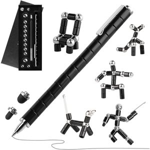 Penna Magnetica Antistress Nera, Strumento di Scrittura Modulare Multifunzionale, Giocattolo da Scrivania DIY, Regalo Unico per Compleanno o Promozione - Product Image 1