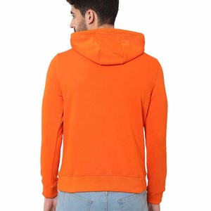 Men's <b>Orange</b> Pullover Hoodie 100% Cotton <b>Fleece</b> Drawstring Hood Kangaroo Pocket Vintage Casual Winter Streetwear - Product Image 2