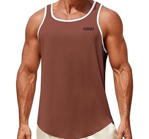 Men Ribbed Tank Top O Neck Sleeveless Cotton Polyester Casual Fitness <b>Vest</b> Custom Logo - Product Image 1