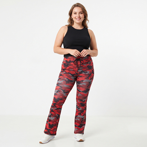 Drawstring Waist Camo Printed <b>Flare</b> Pants Women's Plus Size Yoga Compression Pants <b>Flare</b> Leg Gym <b>Leggings</b> Camo Polyester Tights - Product Image 5