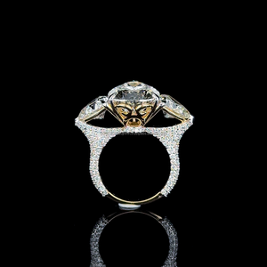 Bague de fiançailles de luxe en or blanc 14 carats pour femme, coupe poire, trois pierres, diamants de laboratoire certifiés IGI, bijoux de mariée - Product Image 3