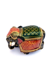 Décoration d'éléphant en bois artisanale, pièce d'art traditionnelle, ornement de table, décoration intérieure pour salon, 100% fait main - Product Image 6