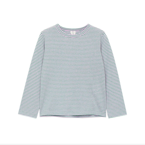 Camiseta de Mujer Personalizable con Logotipo, Manga Larga, Rayas Discretas, Diseño Minimalista, Base Sólida con Rayas Sutiles, Viscosa y Algodón - Product Image 1