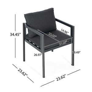 Acacia Wood Aluminum Contemporary Rectangle <b>Grey</b> <b>Dining</b> <b>Set</b> 7-Piece Patio Furniture Wholesale - Product Image 5