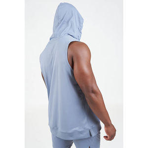 Sudadera con Capucha sin Mangas para Hombre OEM, Spandex/Poliéster, Ligera, Transpirable, de Secado Rápido, Antiarrugas, para Gimnasio y Entrenamiento de Verano - Product Image 4
