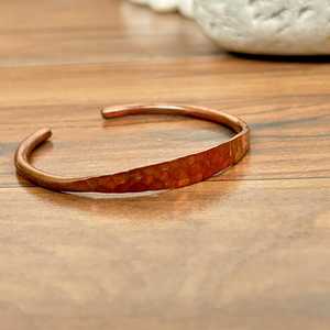 Hammered Rustic Textured Pure <b>Copper</b> Bangle Adjustable Unisex <b>Bracelet</b> - Product Image 1