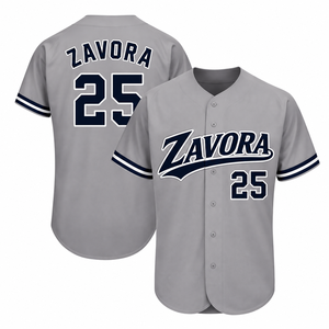 Maillot de baseball unisexe gris et noir personnalisé, col rond, respirant, 100 % polyester, boutonné, manches courtes, logo brodé personnalisé, USA - Product Image 3