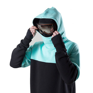 Custom Men's Extra Long Tall Hoodie Snowboarding Technical Fleece Streetwear Oversized Sweatshirt with Mask <b>Thumb</b> Hole <b>Cuffs</b> - Product Image 4
