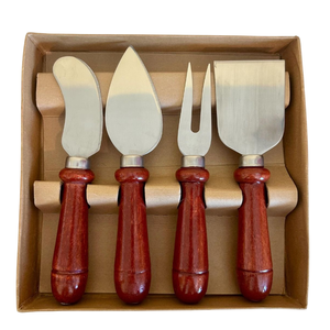 Ensemble de couteaux à fromage en acier inoxydable avec manche en bois, mini-couteau à fromage, trancheuse, fourchette à tartiner pour la maison, la cuisine et les fêtes, prix bas - Product Image 4