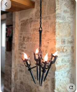 Iron Candelabra <b>Candlestick</b> <b>Holder</b> with Four Flame Lights Flameless & Portable for Christmas Home Decoration - Product Image 2