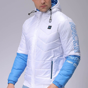 Chaqueta acolchada de invierno para hombre, talla grande, personalizada OEM, impermeable, cortavientos, con capucha y cremallera, bordada, informal, para nieve, senderismo. - Product Image 5
