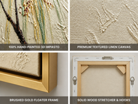 Peinture à l'huile Wabi Sabi avec peuplier peint à la main, texture épaisse, décoration pour salon