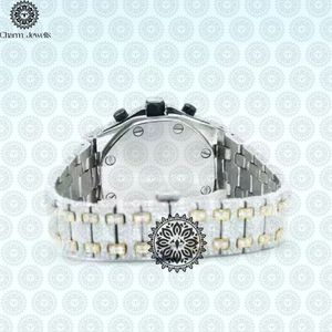 Charm_Jewells Luxury Stainless Steel Diamond <b>Watch</b> 42mm Round Case Sapphire Crystal Analog <b>Mechanical</b> Men's Chronograph - Product Image 3