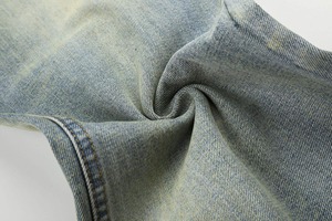 Jean en denim délavé taille haute pour homme, coupe large, en coton, style décontracté, idéal pour l'été - Product Image 3