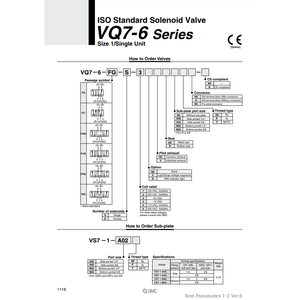 Vanne de commande VQ7-6-FG-D-1NRA03 d'électrovanne pneumatique SMC - Product Image 2