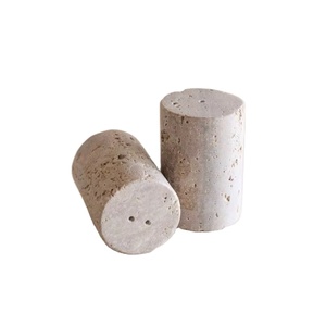Travertine Salt and Pepper Shaker Set Premium Natural Stone Elegant Design Smooth Finish Ideal for Kitchen Dining <b>Table</b> Decor - Product Image 1
