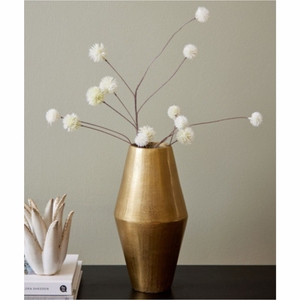 Vase en métal martelé doré de luxe, grand cylindre décoratif, pot à fleurs finition laiton, centre de table pour mariage et décoration intérieure OEM - Product Image 4